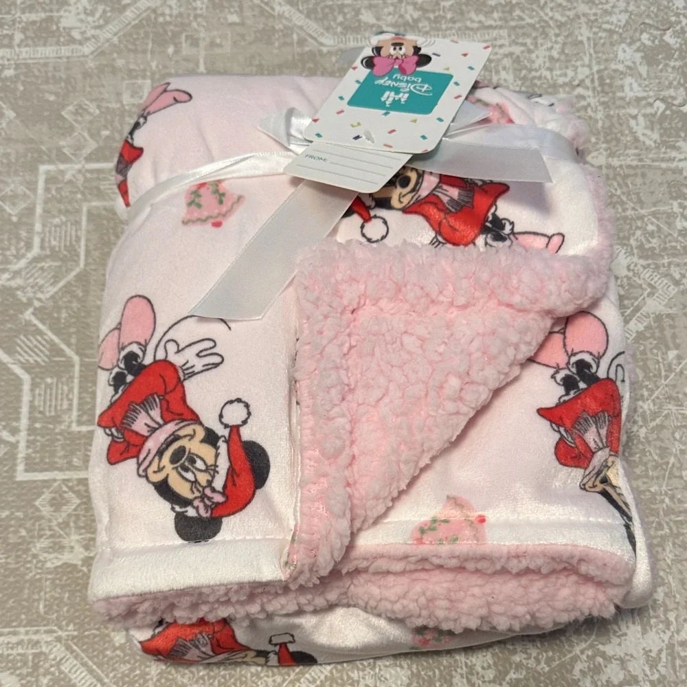 Disney Minnie Mouse Pink and White Blanket - Picture 1 of 7